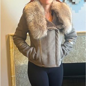 COPY - Gorgeous brand new White House Black Market faux sherling moto jacket XS